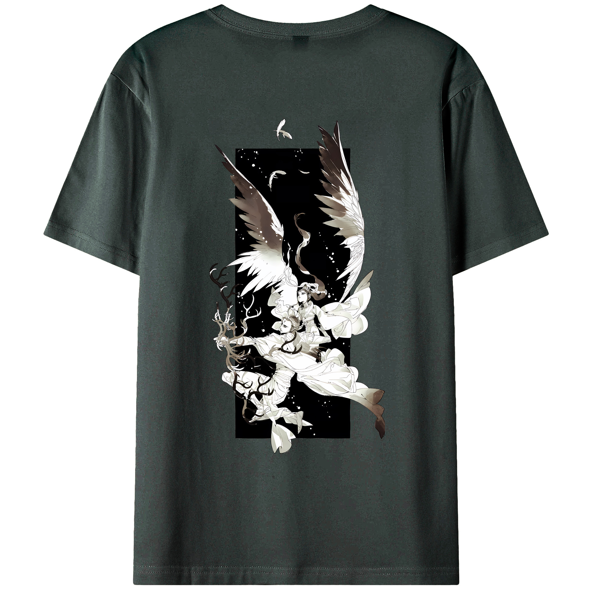 （画像用） Ne Zha 2 ナタ 魔童の大暴れ 綿100％ メンズ半袖Tシャツ（バックプリント） 通気性